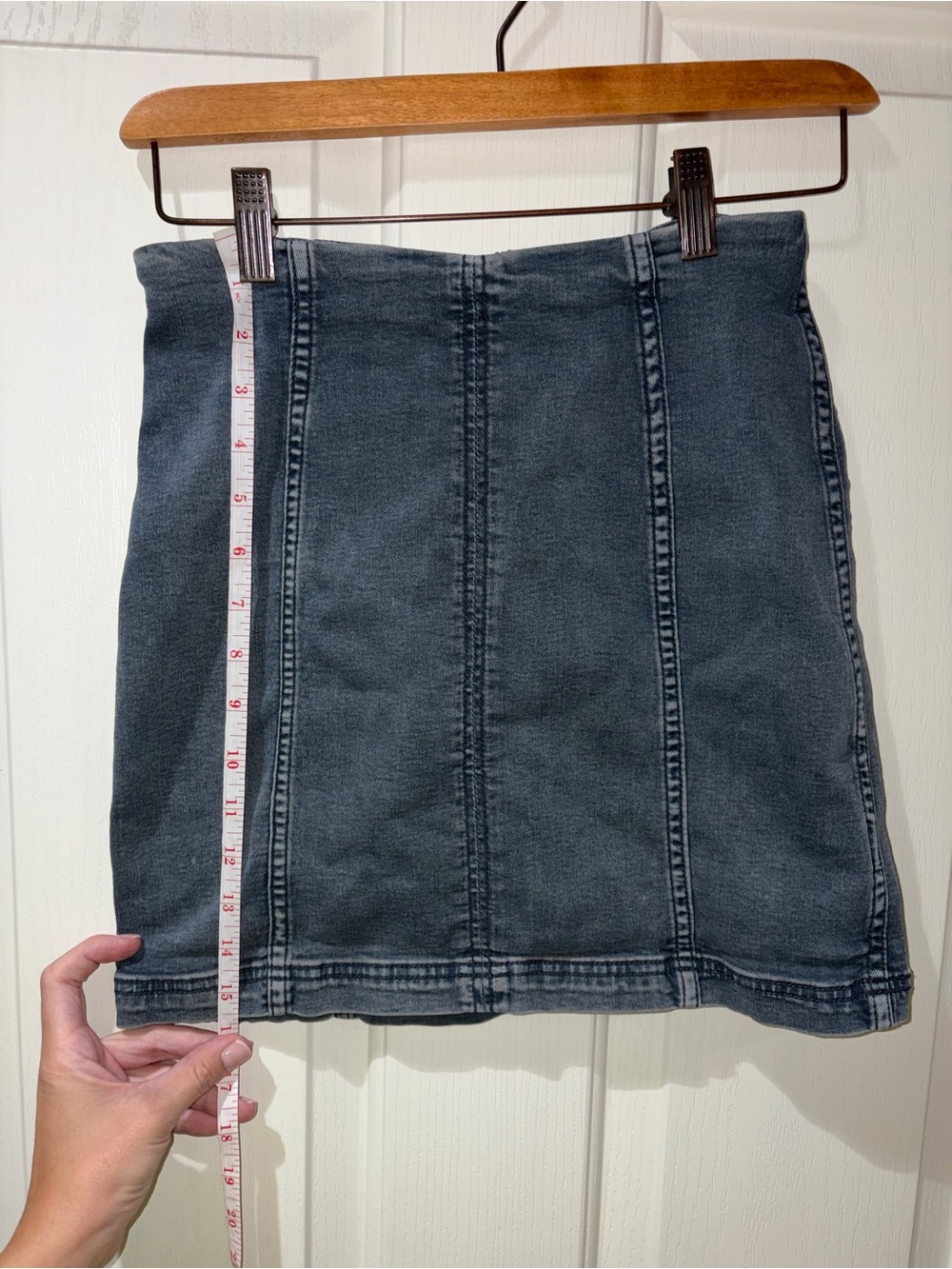 Free People Washed Blue Denim Panel Mini Skirt - Picture 6 of 7